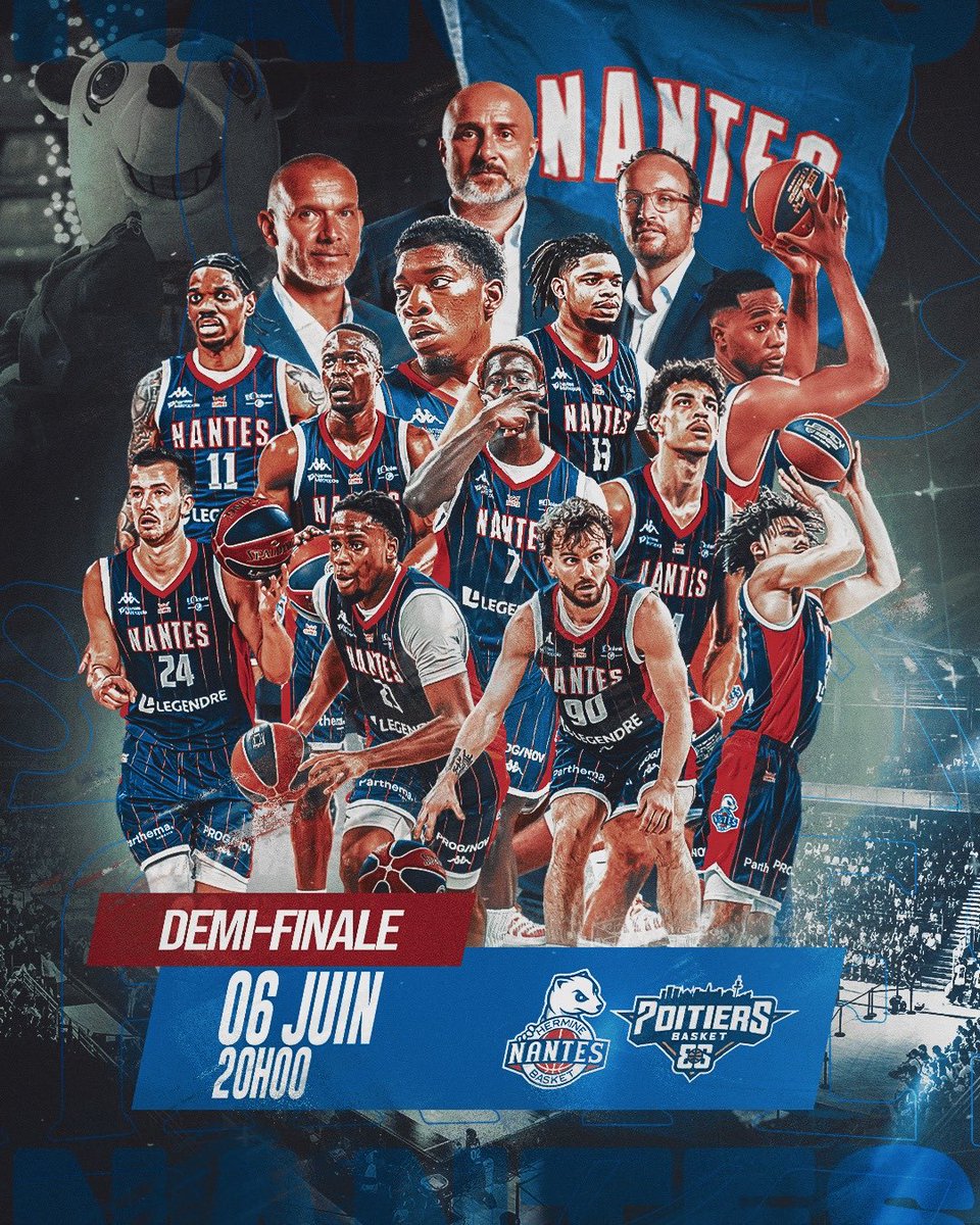 NantesBasket44's tweet photo. 𝗟’𝗔𝗩𝗘𝗡𝗧𝗨𝗥𝗘 𝗖𝗢𝗡𝗧𝗜𝗡𝗨𝗘 ⚔️

Après deux belles victoires acquises sur le parquet de Blois, nos Nantais décrochent leur qualification pour les demi-finales des playoffs 🔵⚪

Après une saison riche en émotions et une série de quarts de finale intense, un nouveau défi.. https://t.co/NLiUSWS49n