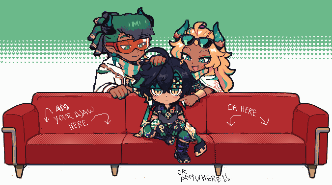 cookie_pixel's tweet photo. Hello! This is an open collab! Please add your own human Ajaw design next to Kinich!  It would make me really happy! QRT if you do 💚💛

#ajawnich #乔基 #アハキィ https://t.co/1jSBEHsxvf