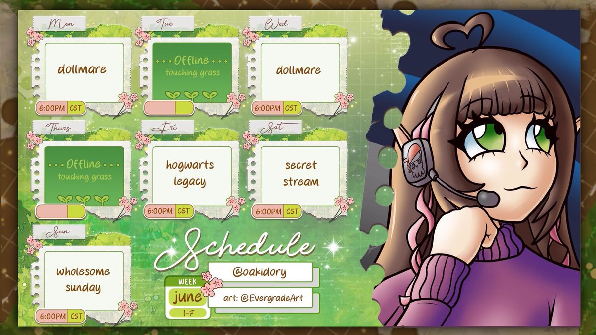 oakidory's tweet photo. Schedule for the week ✨ https://t.co/tR3UutR3sC