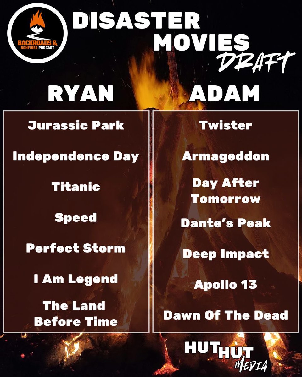 TheRealP_Unit's tweet photo. The Backroads &amp; Bonfires disaster movie draft! Who won? Check out all the great content on Hut Hut Media!
⬇️

https://t.co/222GwaFgoO https://t.co/HlW8voW2ht