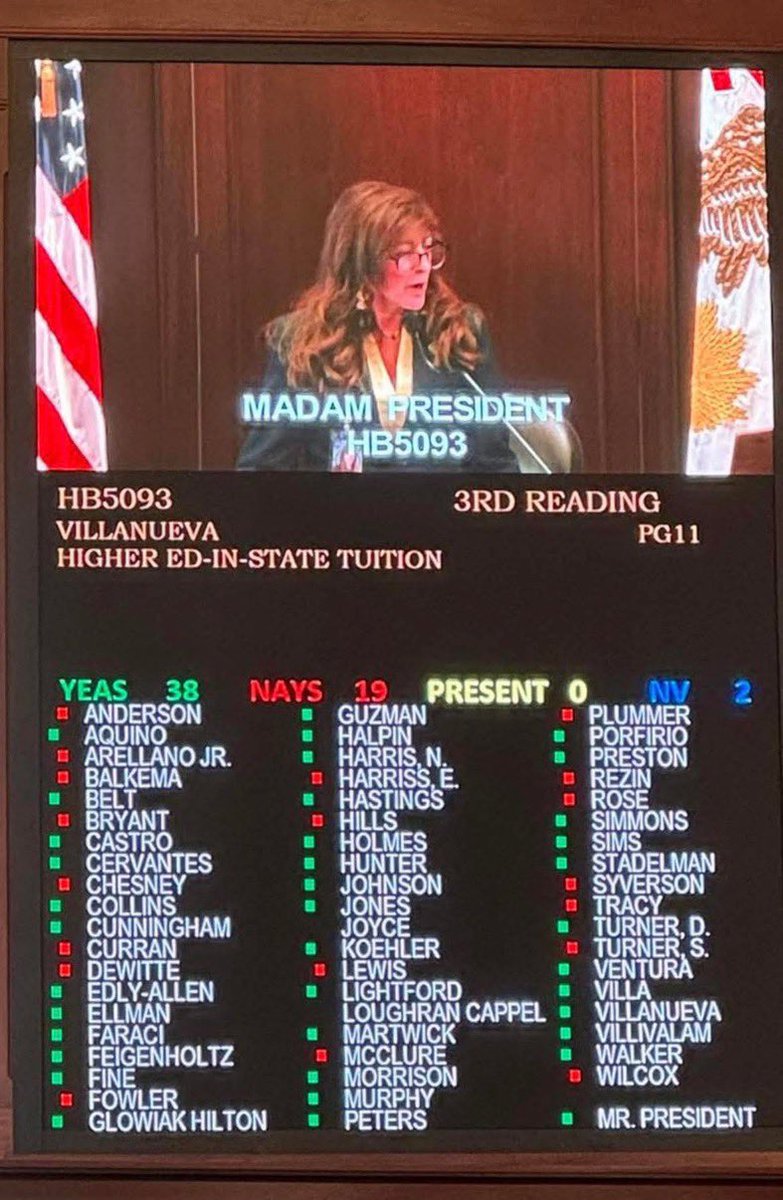 IlliniJen's tweet photo. The Illinois Senate just passed a bill allowing out-of-state illegal aliens to receive in-state tuition rates at our public universities.

This follows a recent law that already made them eligible for state scholarships and financial aid.

Democrats voted 38-19 in favor, with all Republicans opposed.

Illinois taxpayers will now cover the costs through higher taxes, while local families struggle with sky-high tuition.

Senator Chesney called out how universities love the extra revenue, but residents get stuck with the bill.

It’s time Illinois stops putting outsiders ahead of citizens who actually live and pay taxes here. 

Image H/T: @SubxNews