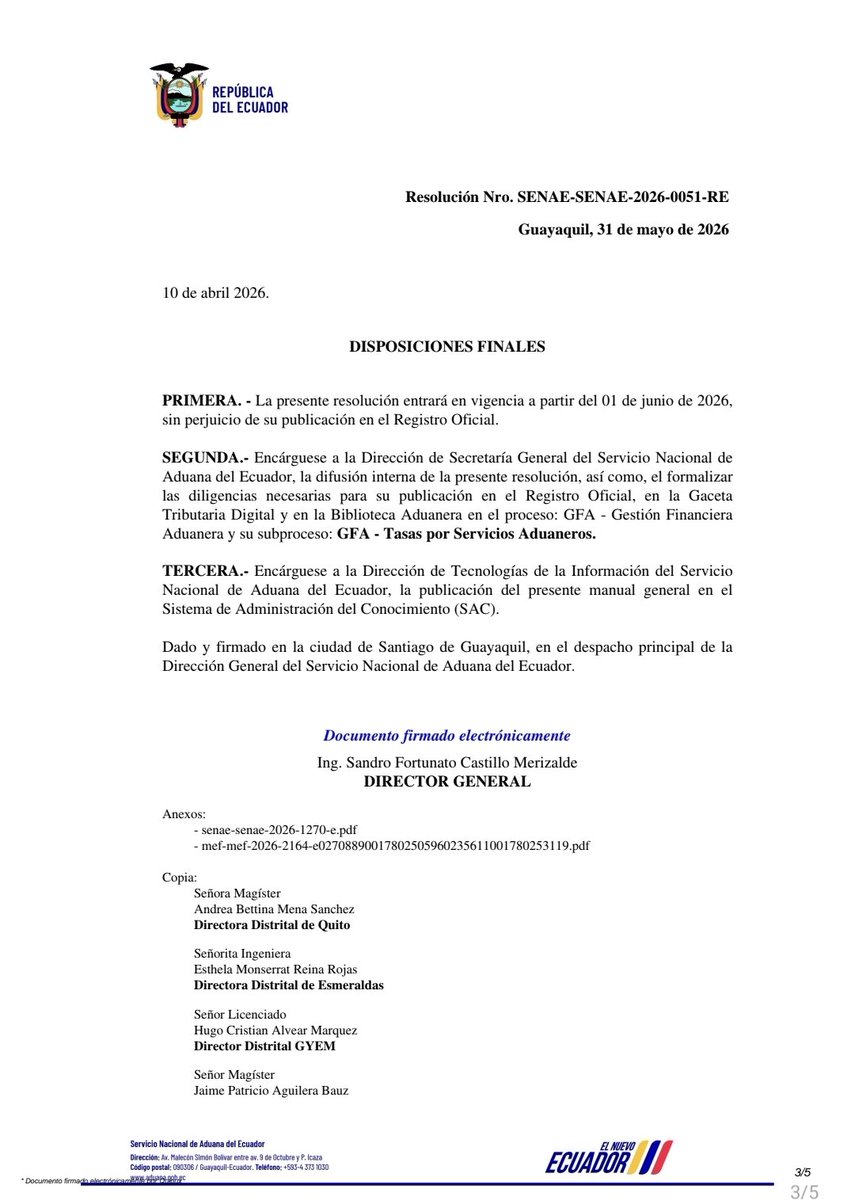 larepublica_co's tweet photo. #Atento | El Gobierno de Ecuador oficializó la eliminación de 100% de los aranceles a Colombia. El Servicio Nacional de Aduanas de ese país dijo que a partir del 1 de junio la tasa quedará en 0% https://t.co/aFDtctPgfN