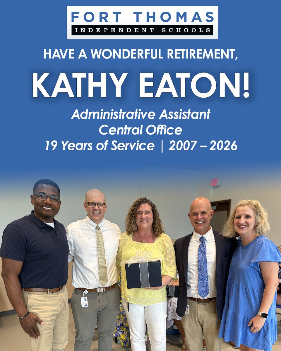 FTSchools's tweet photo. We will be losing such a vital member of our team to retirement in 2026, as the wonderful Kathy Eaton has a hand in so many of the vital behind-the-scenes logistics that make our District run smoothly.

Have a wonderful retirement, Kathy.
Thank you for everything!

@FTSUPT https://t.co/speTCnkwQr