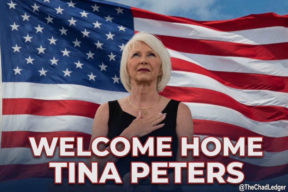 TheChadLedger's tweet photo. 📰 TINA PETERS will be home tomorrow. 🇺🇸🙏❤️ https://t.co/CNcfhvkvPH