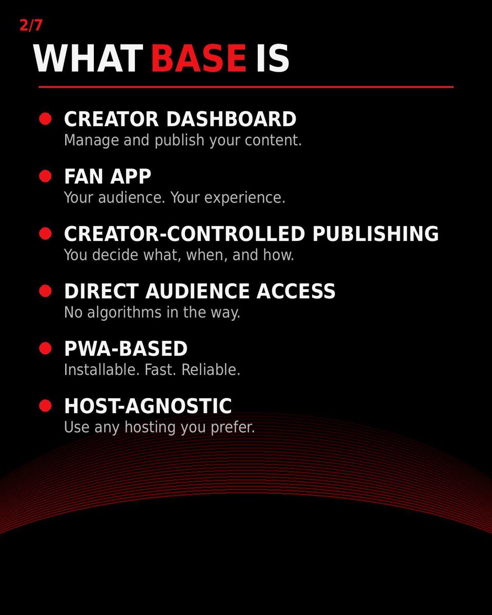 S_D_E_MOFIYA's tweet photo. What is BASE?

BASE is a creator-owned system built for people who want direct control over how their content, identity, and audience experience are presented.
#BASECreatorSystem #CreatorDashboard #FanApp #PWA #ProgressiveWebApp https://t.co/ZArrik2pub