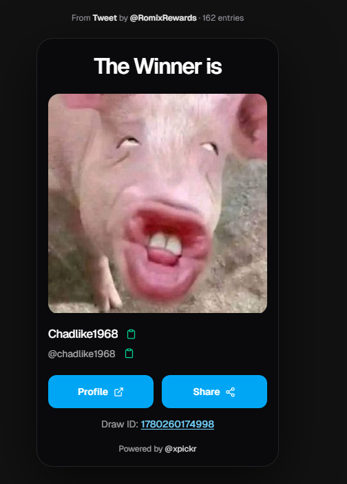 RomixRewards's tweet photo. dm winner @chadlike1968 https://t.co/B2dIoyb7vQ