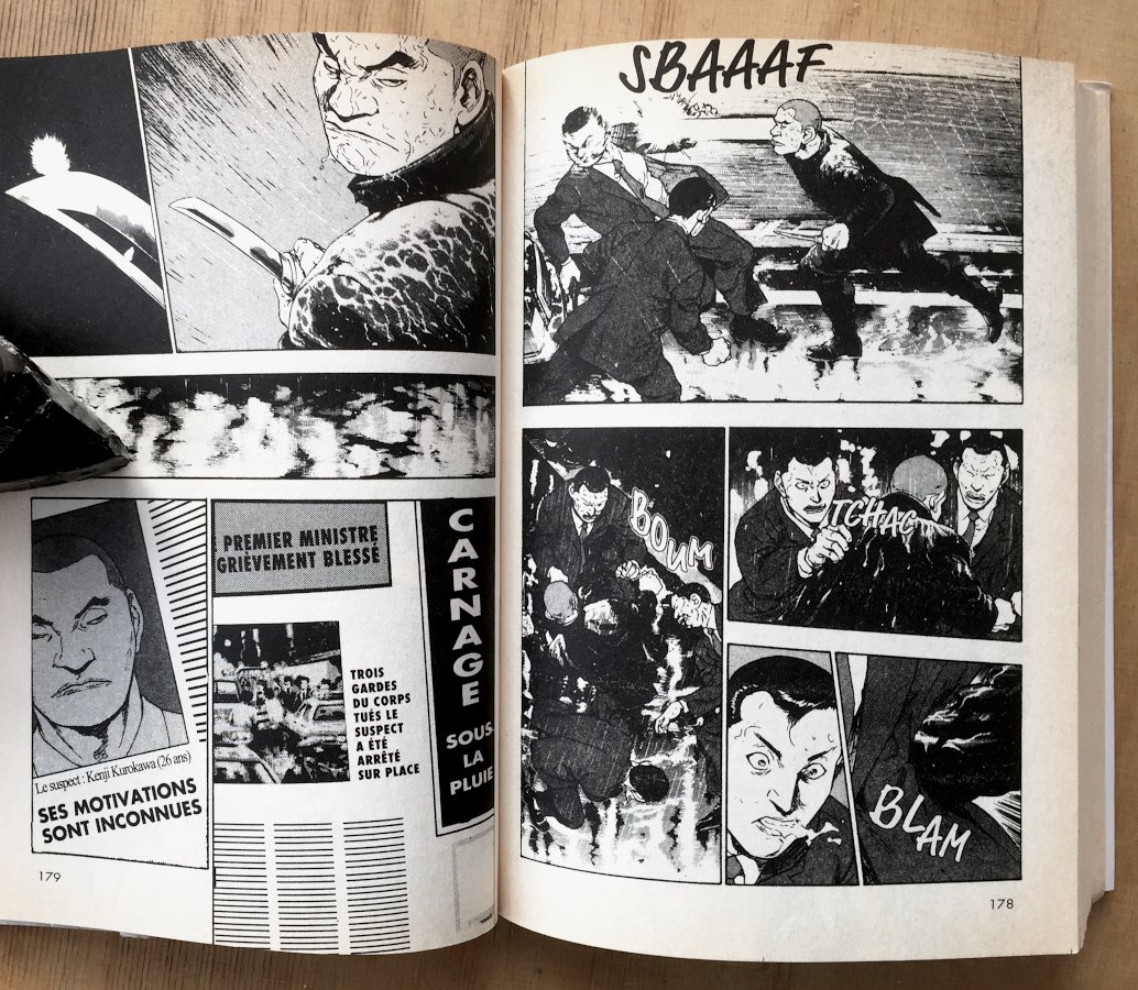 FJSXYZ's tweet photo. If you read manga you will sooner or later run into #Mishima. In #Shamo by Tanaka/Hashimoto a main protagonist copycats Iinuma's assault of Kurahara (Runaway Horses, Sea of Fertility). https://t.co/QwrAJbJCPg