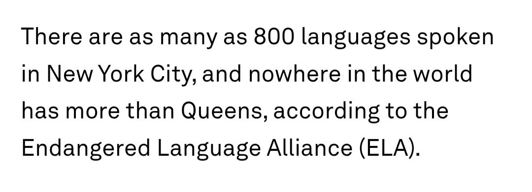 golddozer's tweet photo. Queens alone is the world capital of language diversity, with somewhere between 130 and 160 spoken in that one borough https://t.co/HuhHZsOi8y