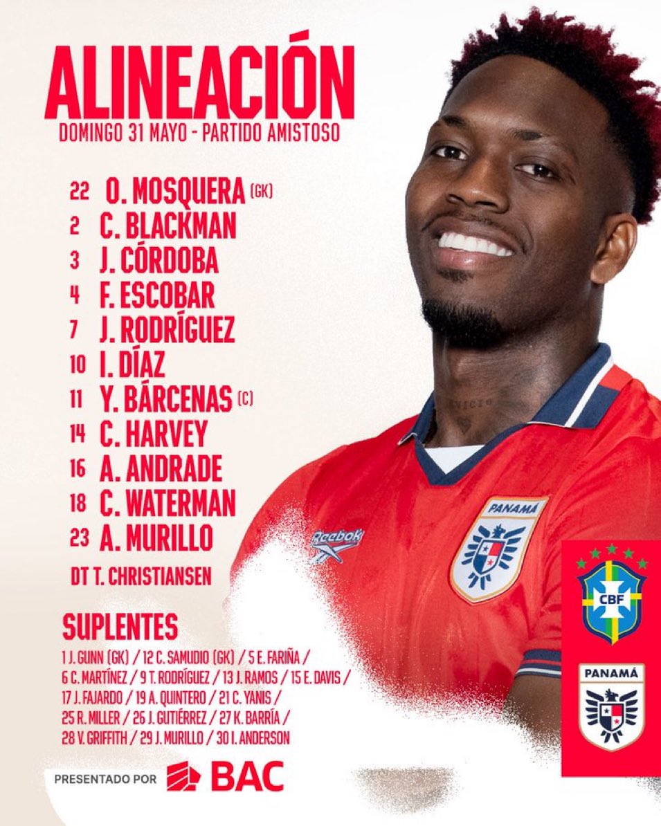 Diario_Pro's tweet photo. El 11 titular de #Panamá para enfrentar a #Brasil en amistoso pre mundialista en el mítico estadio Maracaná https://t.co/rCPBagjwSI