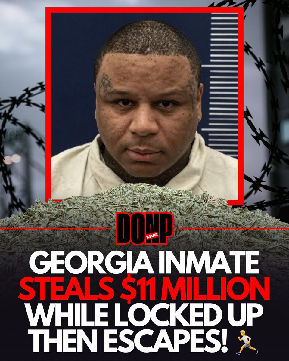 DonPerion's tweet photo. A Georgia inmate STOLE $11 MILLION from BEHIND BARS using a contraband phone then WALKED OUT of a minimum-security prison camp and is now on the RUN 👀💰

34-year-old Arthur Lee Cofield, from Atlanta, was already serving an 11-year sentence for identity theft, mail fraud, wire fraud, bank fraud and aggravated identity theft.

Prosecutors say he impersonated a California billionaire/movie producer, drained $11 million from a Charles Schwab account, bought over 6,000 American Gold Eagle coins, had them flown to Atlanta on a PRIVATE plane, and used part of the money to buy a $4.4 million MANSION in Buckhead, ALL WHILE LOCKED UP 😳

He was at the satellite camp next to FCI Jesup when he ESCAPED Tuesday. U.S. Marshals have launched a full manhunt 🚨

This man ran a whole $11 million operation from inside prison then just walked out… you think he’s already long gone or they catching him soon? 🤔