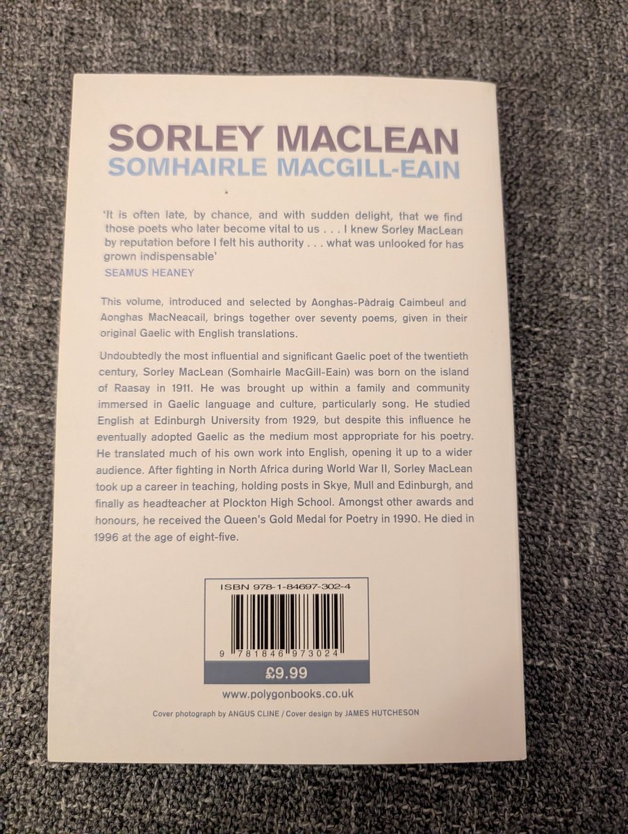 iain_00's tweet photo. Worth a neb.
Bheir suil.
Selected poems by Somhairle with translations to the English.
Introduced &amp; selected by @aonghasphadraig and the late Aonghas MacNeacail.
#Gaelic
#Books https://t.co/Qy68YRHqkp