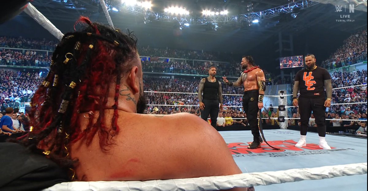SKWrestling_'s tweet photo. Jacob Fatu MUST acknowledge Roman Reigns now.
#WWEClash https://t.co/mLlo1wQGR0