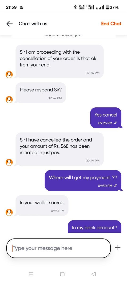 proxy1897's tweet photo. @SwiggyCares @Swiggy why is your chat representative refunding my amount in. Swiggy money. He never asked me about it . 
Who the hell gave him that authority. I want the money in my bank account 

Order ID 239207922126543 https://t.co/s4fjngkPNy