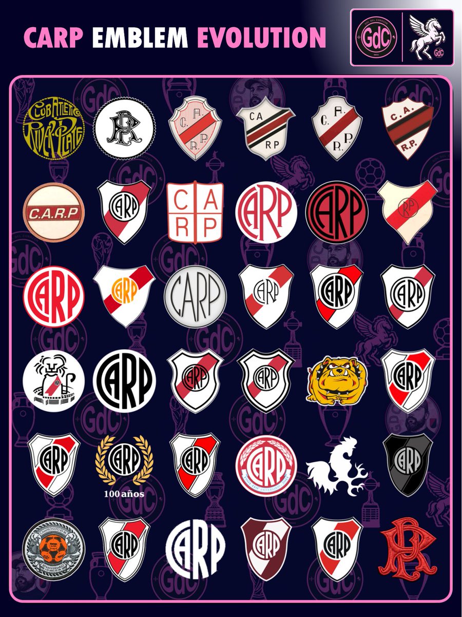 goldelcorazon's tweet photo. Evolución del Emblema de River Plate 🎩🐓

Con el descubrimiento del emblema utilizado en 1914 y el utilizado como aniversario de los 125 años, está es la historia del Millonario en sus emblemas. ⚪️🔴⚪️ https://t.co/MdBza0VJZ3