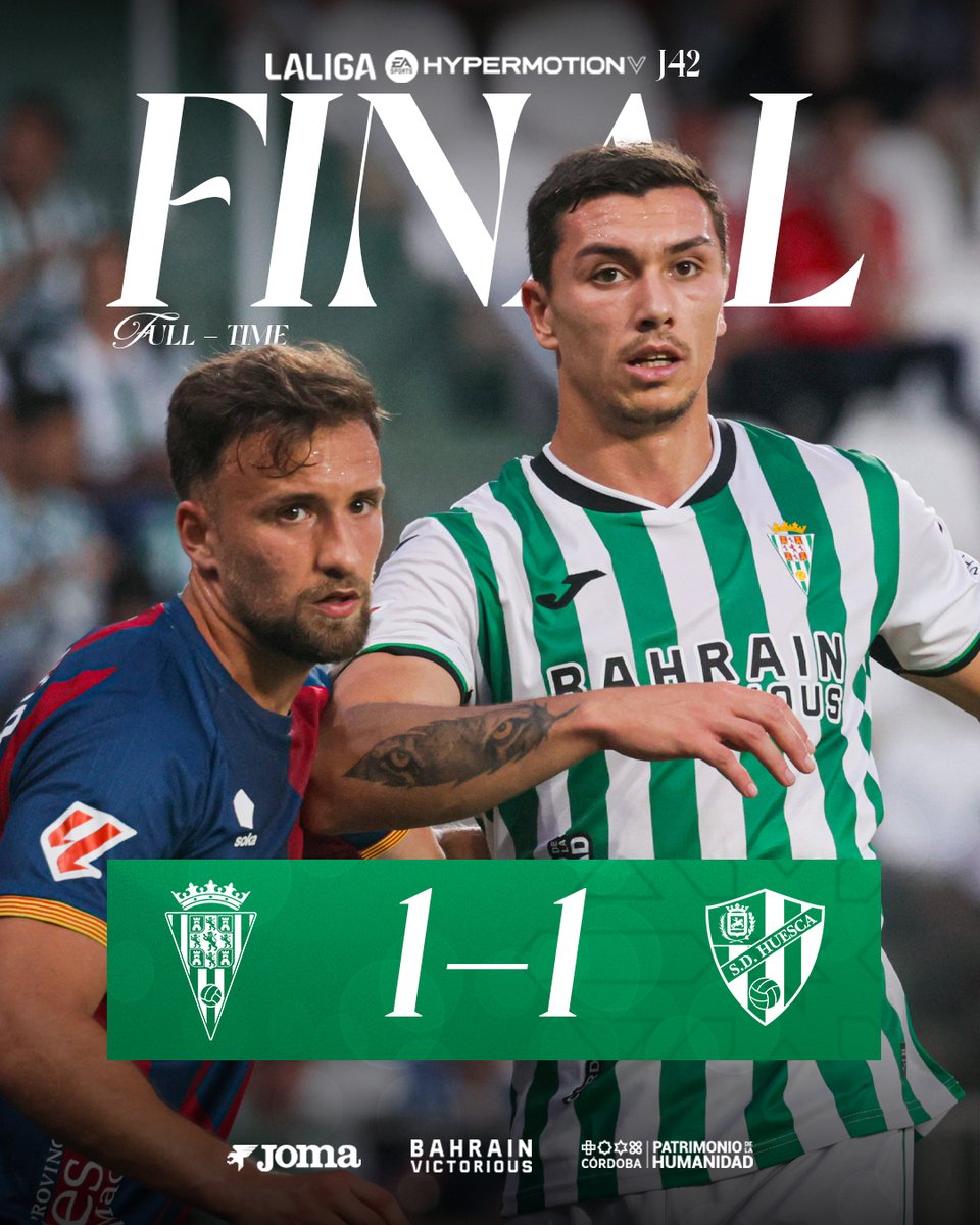 CordobaCF_ofi's tweet photo. 🏁 Final del partido  

⚽️ Sergi Guardiola

#CórdobaHuesca 1-1 (90') https://t.co/029SPlwaXs