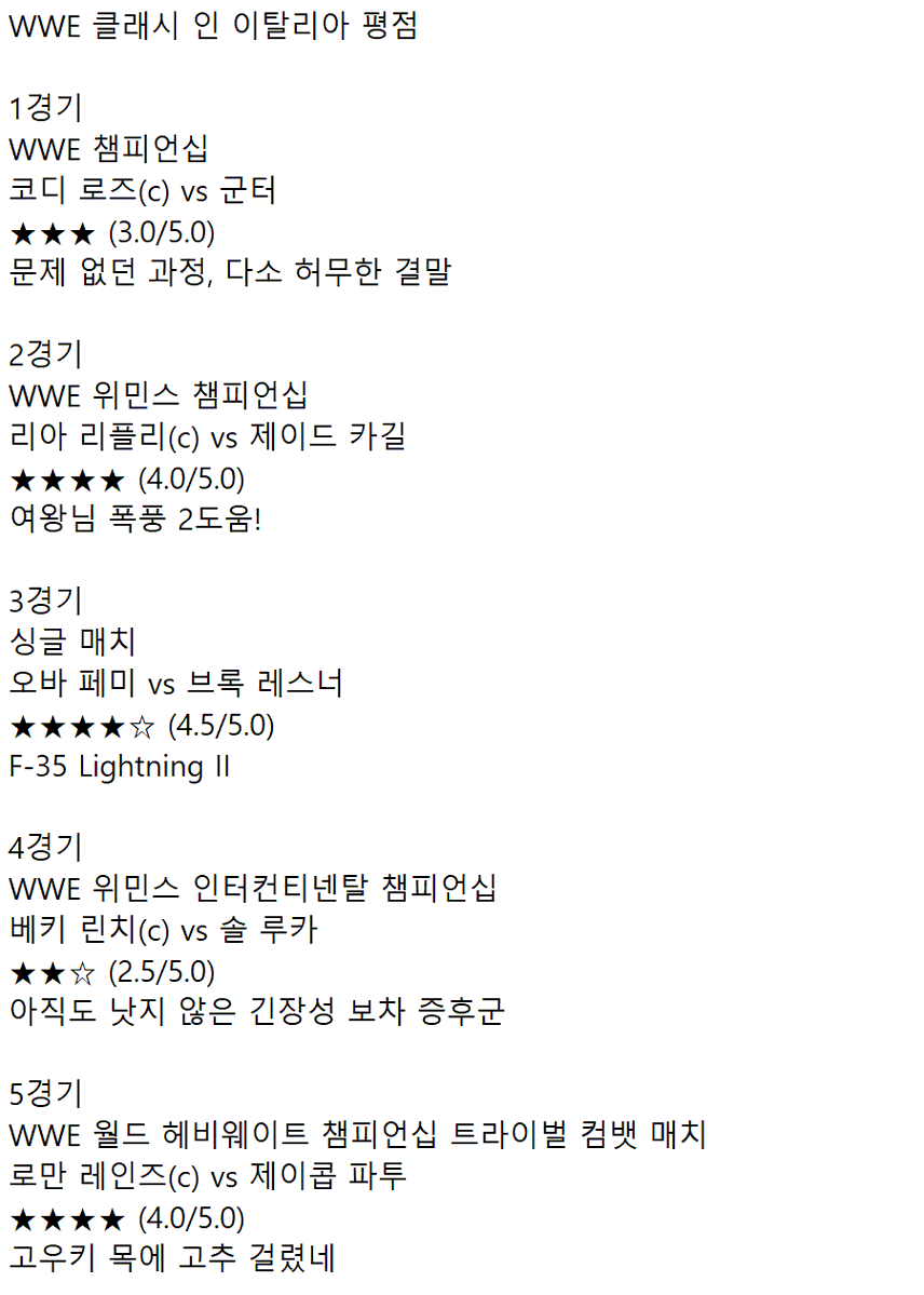 VtuberSeed's tweet photo. WWE 클래시 인 이탈리아 (2026) 평점!
어째 전체적으로 준수했다? https://t.co/kdZeVQY8VG