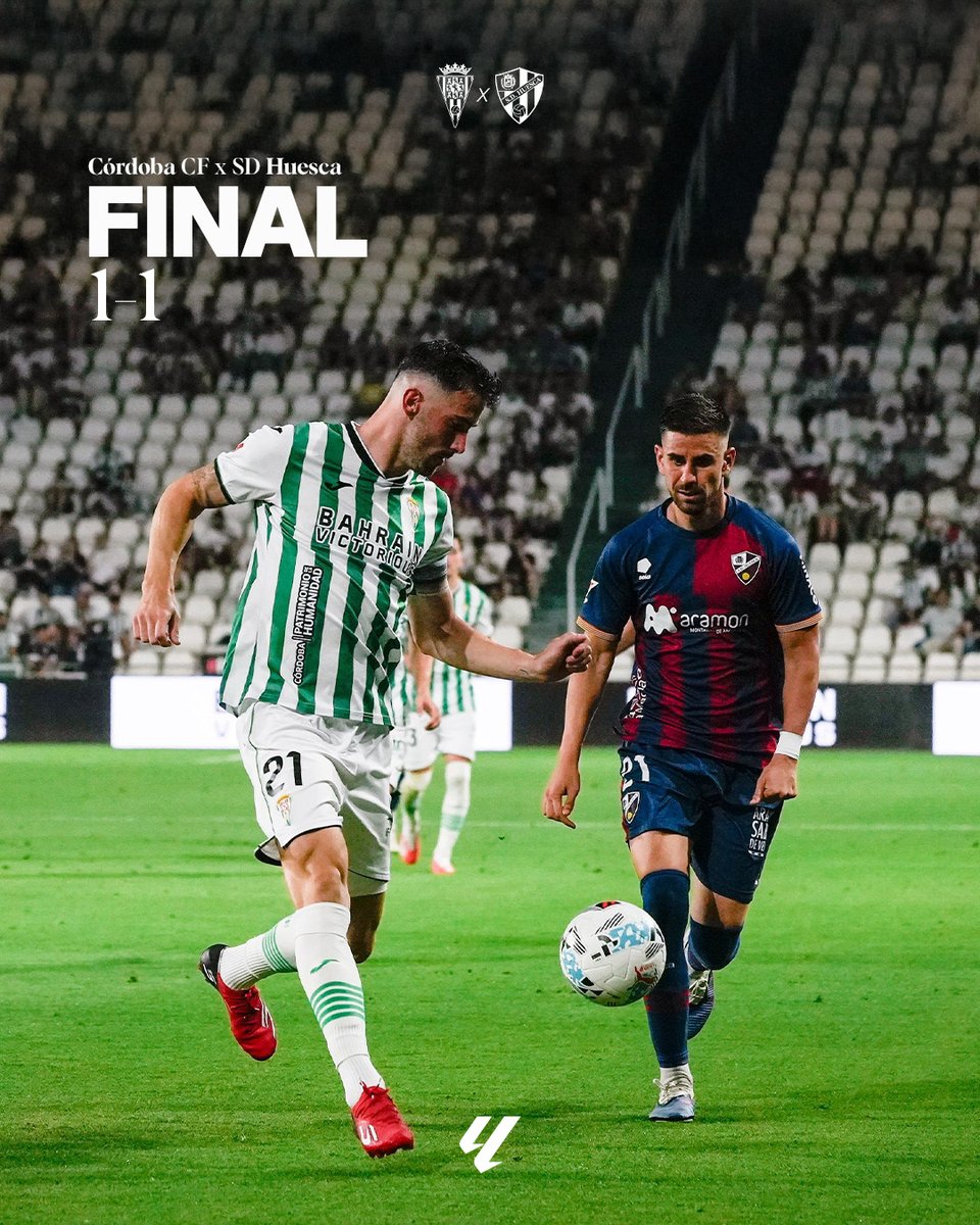 SDHuesca's tweet photo. FINAL | Empate. 

1-1 | #CórdobaHuesca🔵🔴 https://t.co/yrQLk56wV9