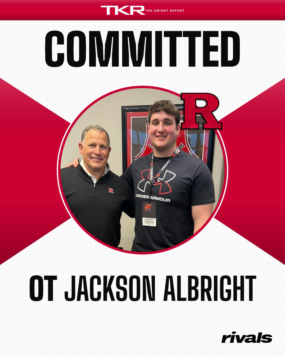 RutgersOn3's tweet photo. 🚨COMMIT ALERT🚨

2027 @athleticsWR (PA) OT Jackson Albright (@JacksonA32441) commits to Rutgers Football!

👉 https://t.co/EsHk37lBj2 https://t.co/rMgBYsxMSj