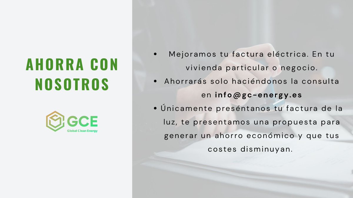 GCE_Valencia's tweet photo. Si crees que pagas mucho de luz y gas, tenemos la solución…

¡Que pagues menos! 😉

Sin ningún coste, haremos que tus facturas de la luz y el gas bajen. ✅ https://t.co/j8tawCJfQy