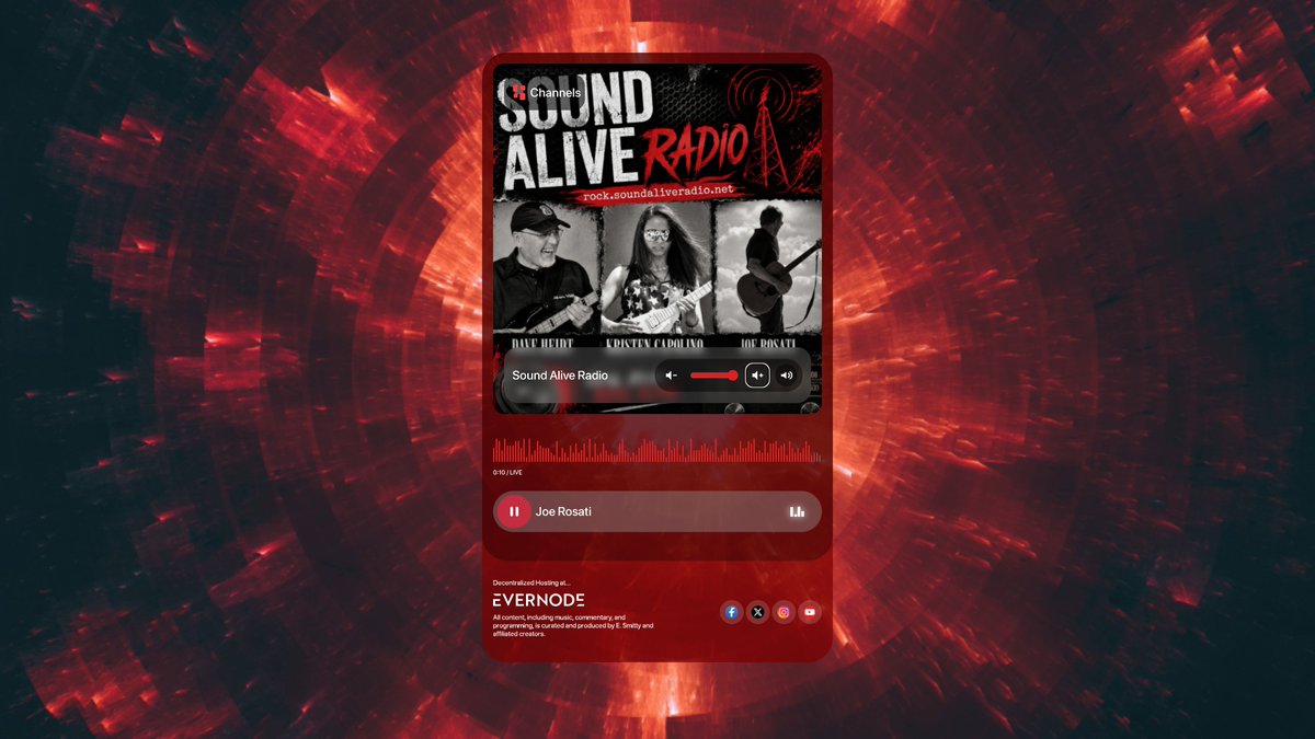 THEREALESMITTY's tweet photo. 🚨@SoundAliveRadio just got a major facelift!!! Recognized as the World's first decentralized Radio Network!!! By @THEREALESMITTY
Live 24/7 

⚡️Powered by the @EvernodeXRPL DePIN
⏬Download the AP Free https://t.co/TDD9tRtPZr 

📻4 Stations Running Autonomously HipHop 
🎸Rock https://t.co/AsHDVUzc4Y
🪩House https://t.co/7gyQmh2ZVa
🧠TruthStream https://t.co/lUUlrS0Tad 

📡Advertise with us & your submit music for consideration: submissions@soundaliveradio.net or info@soundaliveradio.net  Join the Revolution!!!

$XRP $EVR

Big Shout to:
@AverageJohnEVR @WillyWonkaXRP @gadget78 @WietseWind @chillillin2 @takeofftuesdays @sentosumosaba @AssetsDaily @scotty2ten @ravi_weera @SauceFromVeli @shotbytrendin @JeremiahBonds @Sp33dk1llzv2 @Bird_XRPL @matttttt187 @TACV666 @BooXRPL @h20crypto
@Sound_Alive_Rec @DistroMint @666memecoin
@DigPerspectives @digitalassetbuy @Ripple @JoelKatz @TruthStreamSh0w
