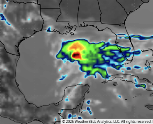 BigJoeBastardi's tweet photo. Outline on the gulf on  https://t.co/VDPx6GPjEP. Impressive cloud shot midweek in the central gulf with a small low-pressure system GFS has, but would have to pull a Bullwinkle Rabbit out of hat on us with the way the modeling looks https://t.co/dY2mtdfx24