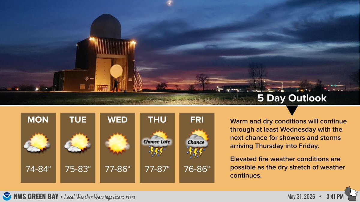 Warm and dry conditions will continue through at least Wednesday with ...