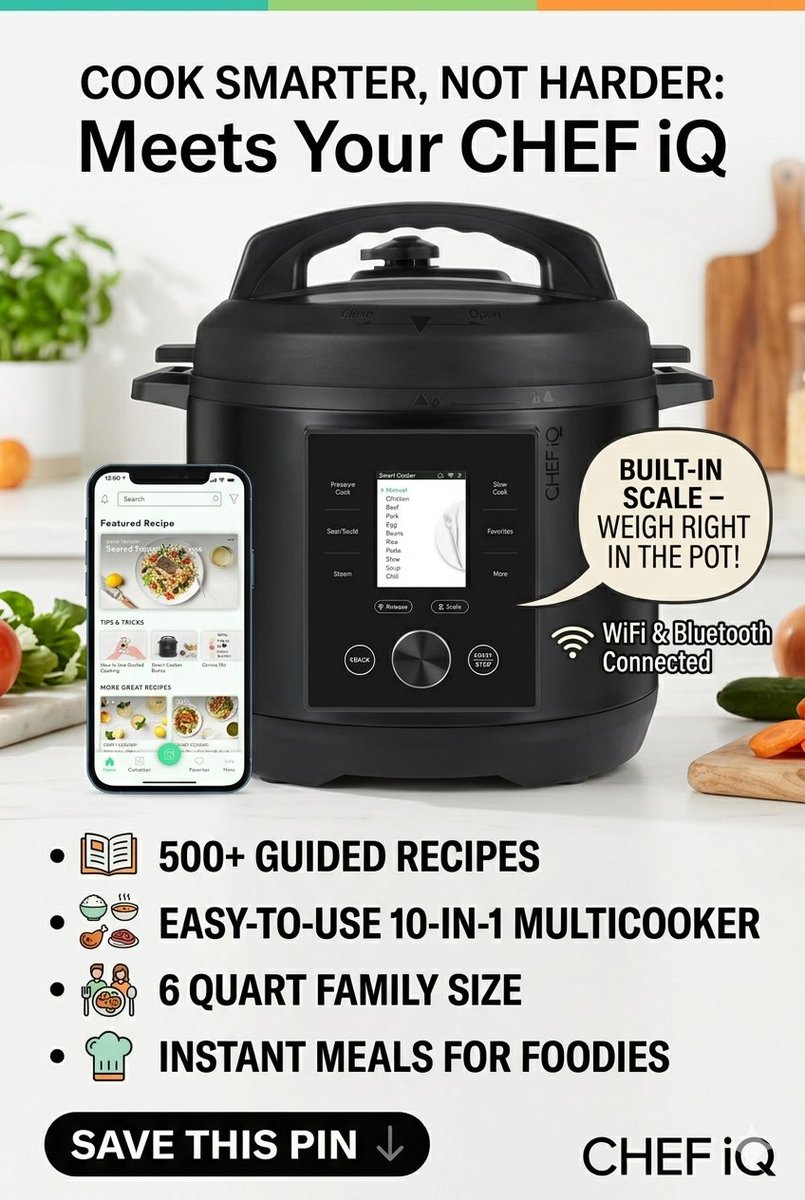 IffePk's tweet photo. CHEF iQ Smart Pressure Cooker | 10-in-1 Multicooker with Built-in Scale
🛒 Product link 👇
https://t.co/abbxRllQfV
​#CHEF #SmartPressureCooker #KitchenGadgets #MealPrepLife https://t.co/HqeU5gjz8H