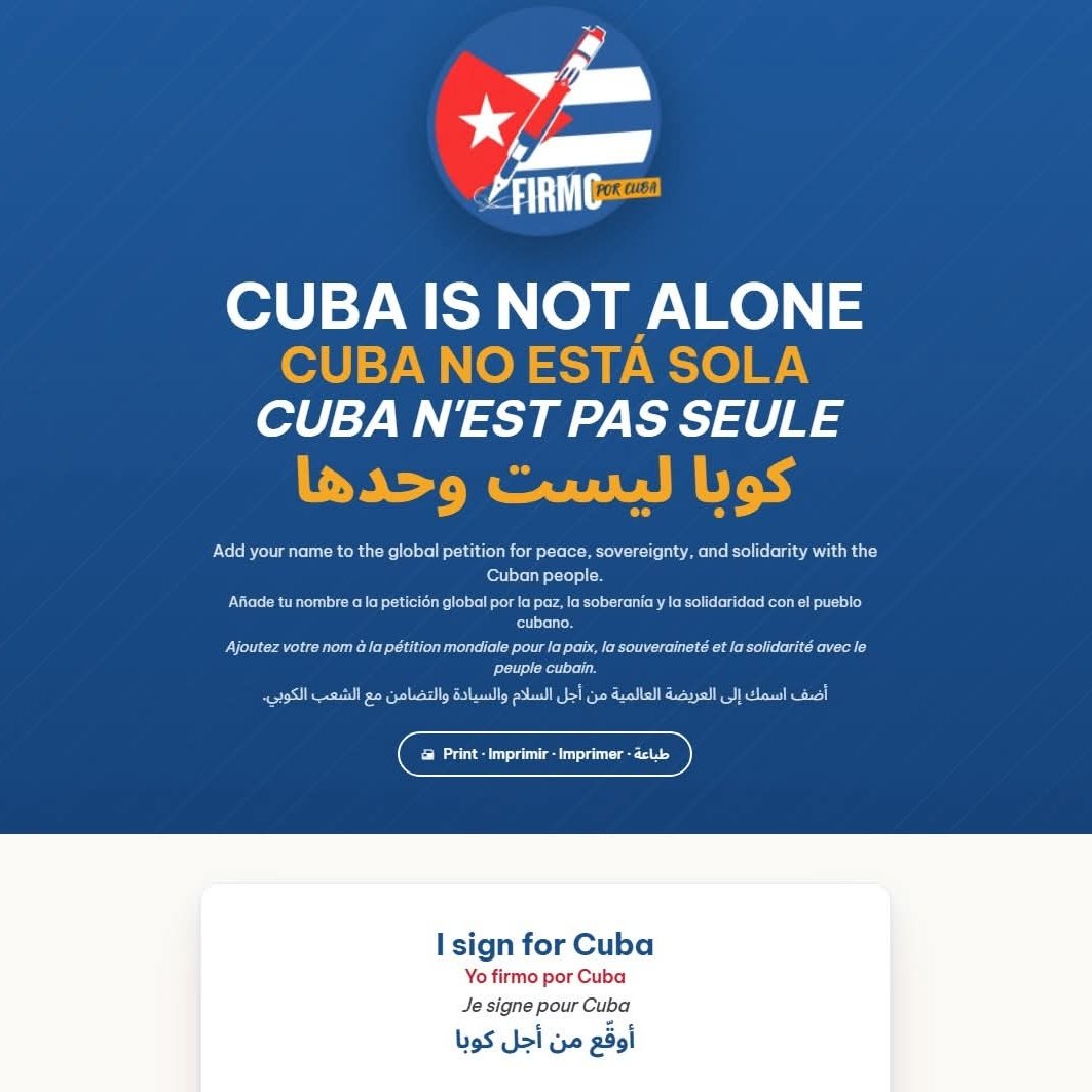 EmbaCubaArg's tweet photo. 🇨🇺🗺 | ¡NO A LA GUERRA CONTRA CUBA! 

📣 ¿Lo apoyas? Firma aquí 👉 https://t.co/GA7jTKZfV3 

#CubaNoEstáSola https://t.co/Km9uWRgL9N