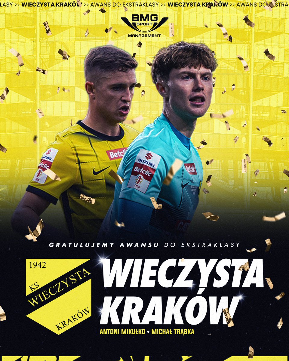 _bmg_sport's tweet photo. 🏆Antoni Mikułko, Michał Trąbka - Gratulujemy awansu do @_Ekstraklasa_ 🇵🇱👏🏻

✅ Wieczysta Kraków  

#BMGSPORT #Awans #WieczystaKrakow #Ekstraklasa #BMG https://t.co/LuNuPsWcq7
