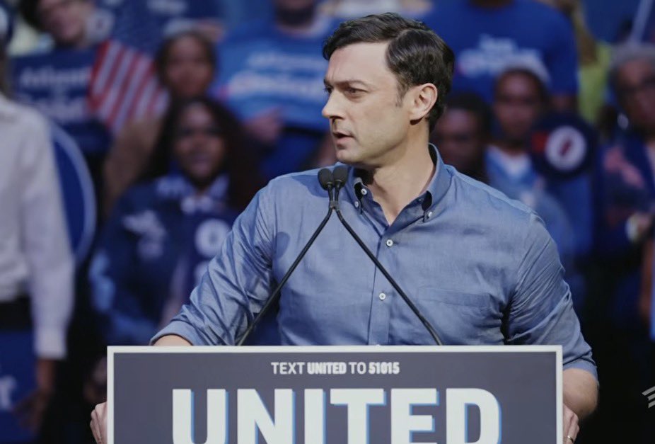 bluestein's tweet photo. The Jon Ossoff-Keisha Lance Bottoms alliance debuted today at a giant rally in downtown Atlanta, where the top of Georgia’s Democratic ticket united to promise to fight Trump and his policies - what Ossoff called a “national disgrace.” #gapol https://t.co/u2L4ozXpZ2