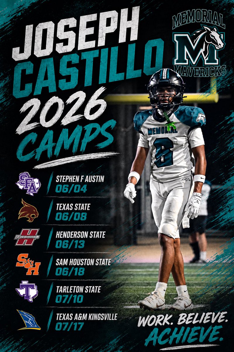 Joseph_Ca8's tweet photo. Camp seasons here ready to show out and learn and be evaluated by these coaches staffs @Coach_Benitez1 @CoachBShelton @Coach_Uretsky @DBCoachMcGraw @__CoachRoss @CoachHolton_ @CoachJm0 @_CoachMay @CoachAphill 
@PMHSMavFootball @CoachFreeman73 @hitman_brown @ExplosiveHTX https://t.co/gFT7huAelo