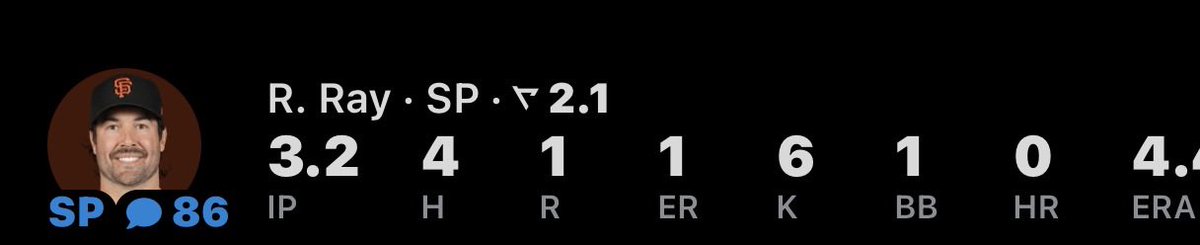 Z1Bets's tweet photo. ROBBIE RAY 🟠⚫️ 6 Plus  K’s⚾️😤🔥 

#SFGIANTS LETS GET THE DUB🚀🔥 https://t.co/03ZD929xhK
