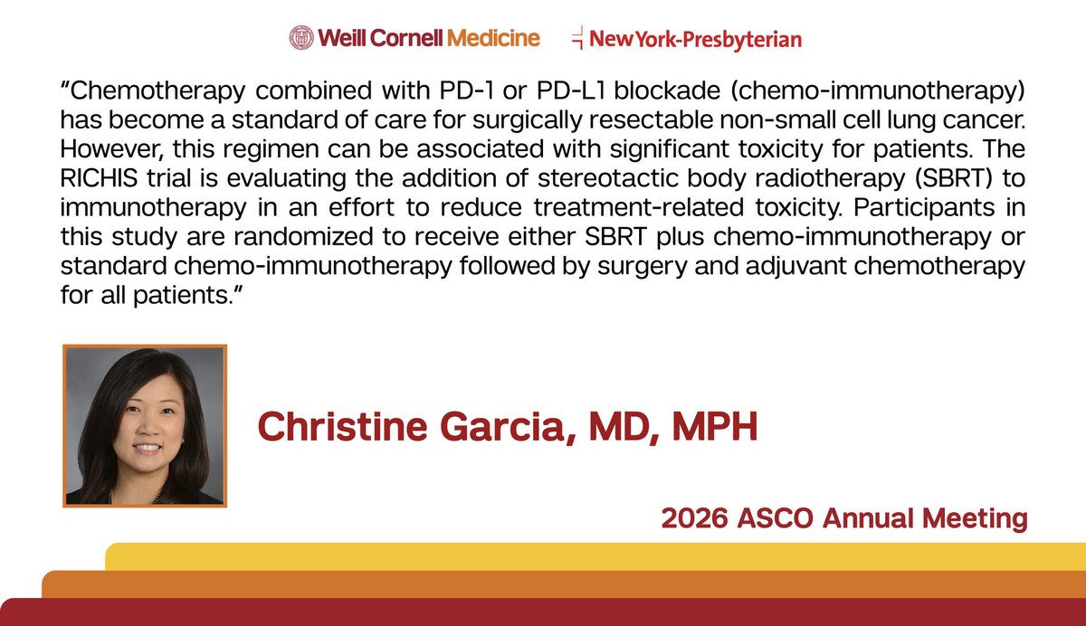 WCMLungCancer's tweet photo. A #ClinicalTrial led by @WeillCornell, including @christinemphmd and @WCM_CTSurgery, is evaluating the addition of stereotactic body radiotherapy (SBRT) in patients with non-small cell #LungCancer: https://t.co/CLyZnbKw1m https://t.co/0RsOjIHi2i