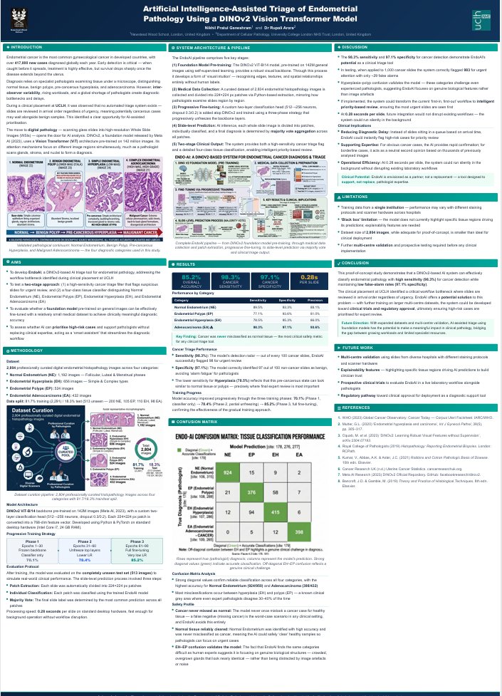 BAGPGynPath's tweet photo. #HilaryBuckleyAward Artificial intelligence -assisted triage of endometrial pathology using a DINOv2 vision transformer model #BAGP2026 https://t.co/T2xOMJYwU4