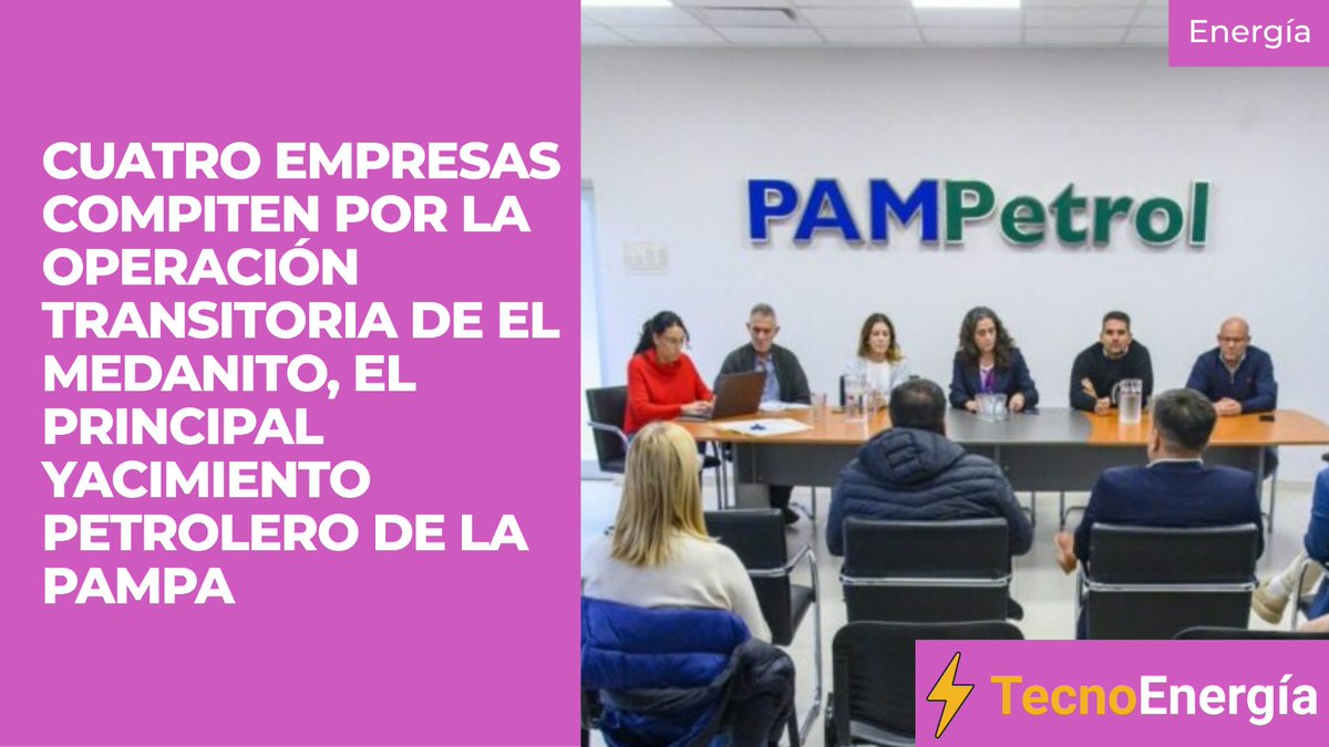 TecnoEnergyArg's tweet photo. 📌 Cuatro empresas compiten por la operación transitoria de El Medanito, el principal yacimiento petrolero de La Pampa

La definición sobre el futuro inmediato de El Medanito, el yacimiento hidrocarburífero más importante de La Pampa, ingresó en una etapa decisiva luego de que Pampetrol SAPEM abriera las ofertas económicas presentadas en el marco de la licitación para garantizar la continuidad operativa del área ante el vencimiento de la actual concesión.

Las propuestas corresponden a Limay Energía S.A., Ribeiro S.R.L., la Unión Transitoria conformada por Sociedad de Abastecimiento y Servicio S.A. y Medanito S.A., y Tango Energy Argentina S.A. A partir de ahora, el Directorio de la empresa estatal provincial analizará las ofertas para avanzar con la adjudicación del contrato transitorio.

🔗https://t.co/7ELLrcOgP3