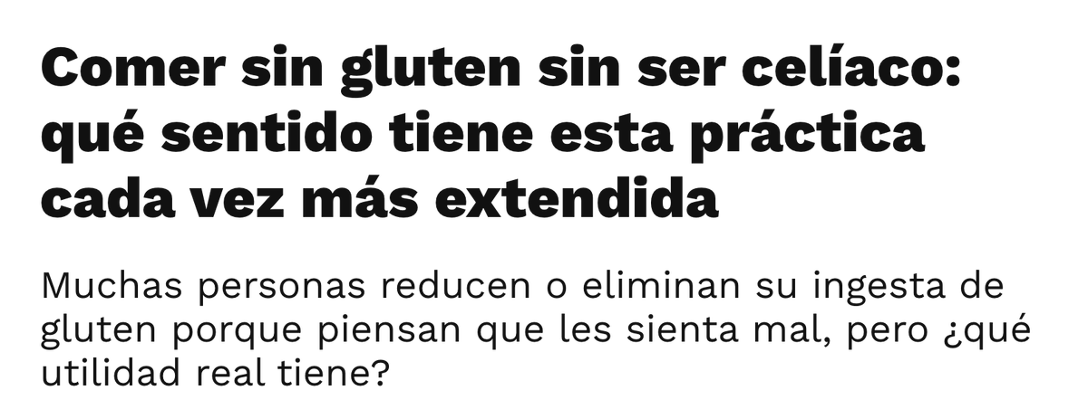 MarianaMerlo's tweet photo. Respondo al título: ningún sentido salvo que seas sensible al gluten no celíaco.

Respondo a la bajada: ninguna utilidad real para los que "piensan que les sienta mal".

Si pensás que algo te cae maL, ANDA AL MEDICO, AMEO.

Saludos.

Tu comunicadora celíaca amiga (?) https://t.co/pw1VwGJom6