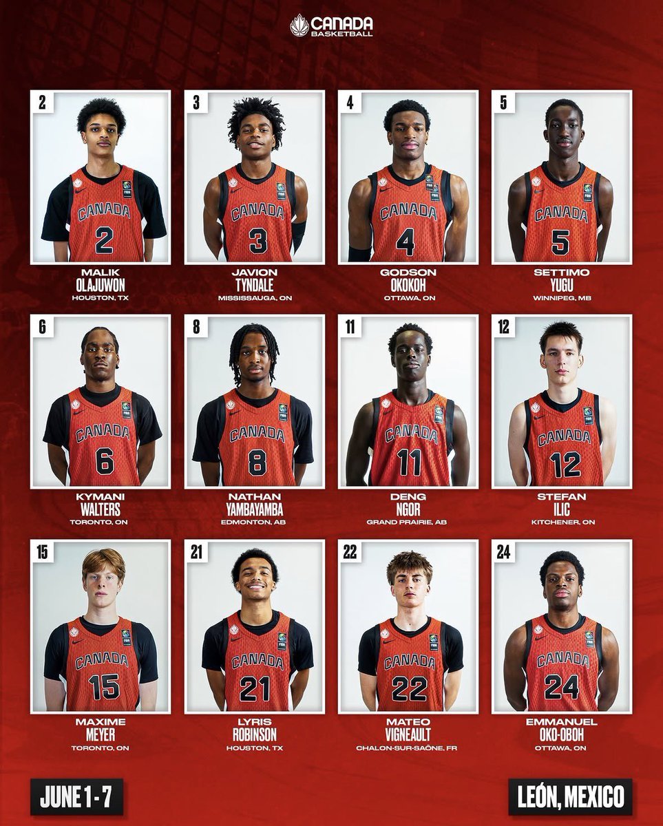 canadahoopstv's tweet photo. Canada Basketball has announced the 12 man roster for the U18 Americup starting tommorow against Venezuela. https://t.co/V26u8wXriE