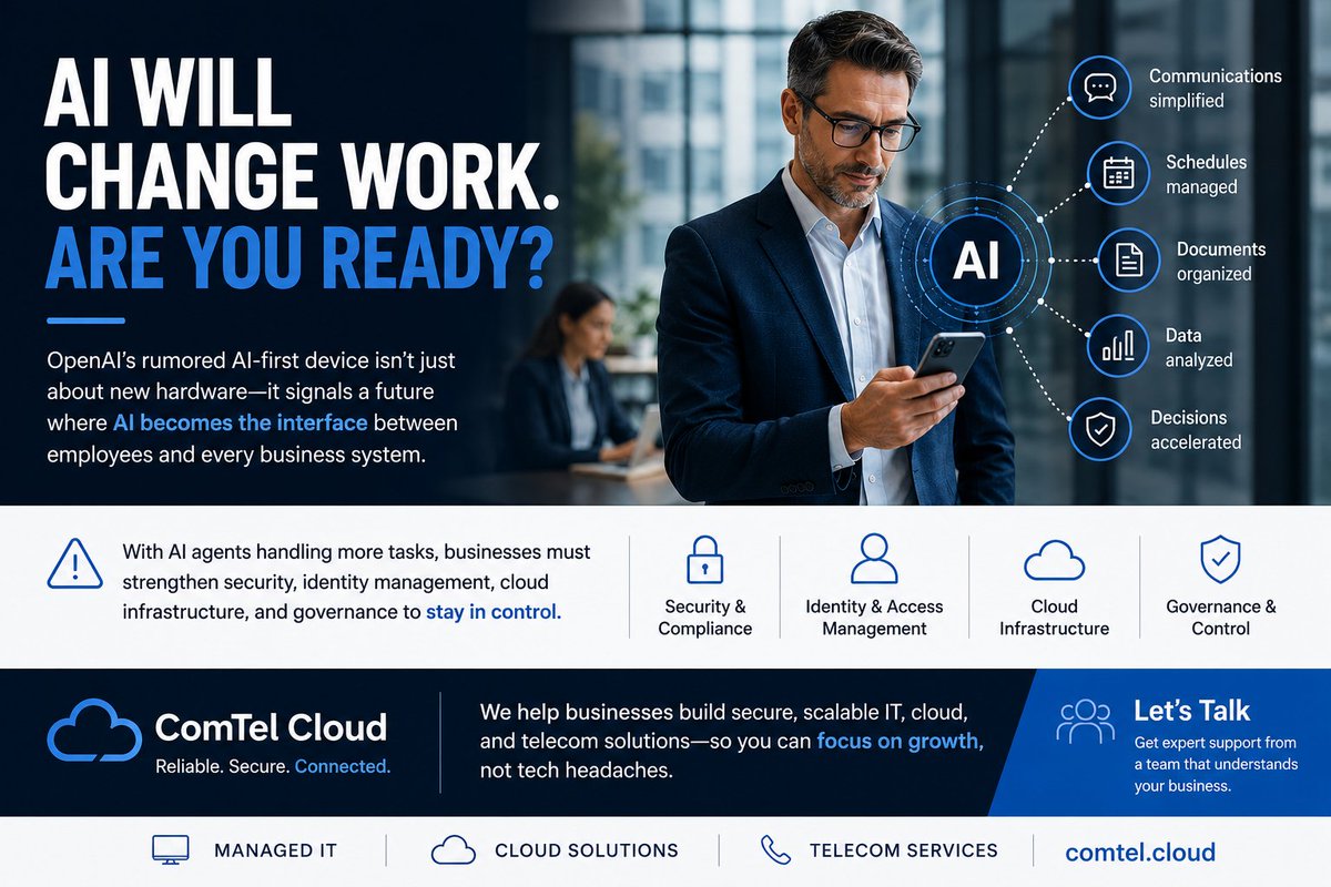 ComTelCloud's tweet photo. Contact us here for help or advice ----> https://t.co/Tge4Bc1KEO

#CloudComputing #ManagedIT #ArtificialIntelligence #ManagedITServices #CloudComputing #CyberSecurity #DigitalTransformation #BusinessTechnology #TelecomSolutions
https://t.co/H0MShnzZaw https://t.co/DQqAr7tYRf