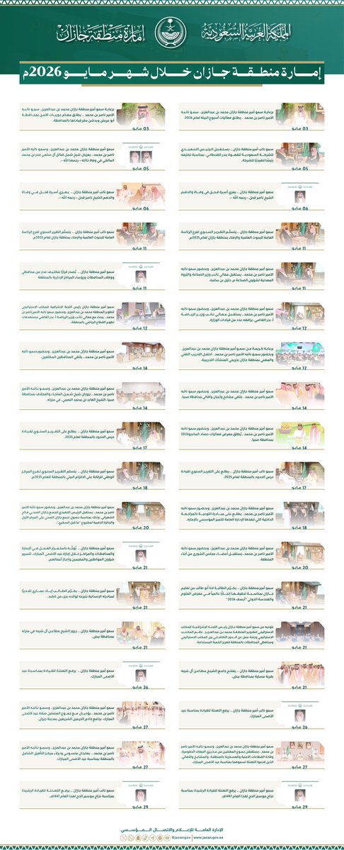 jazangov's tweet photo. #إمارة_جازان خلال شهر مايو 2026م. https://t.co/8L3PqWRioP