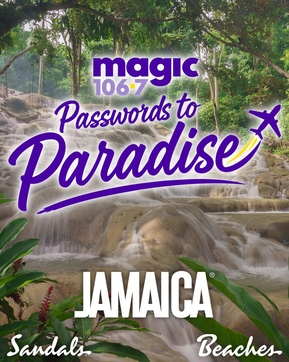 MAGIC1067's tweet photo. 🌴 There's so much to love about Jamaica! ☀️

Enter Passwords to Paradise for a chance to win a 4-day 3-night all-inclusive stay at any @sandalsresorts for two adults + airfare! 

Details &amp; to enter 👉 https://t.co/l7jgXZ79FC #VisitJamaica #MadeofCaribbean @visitjamaicanow https://t.co/nksJVZj1gi