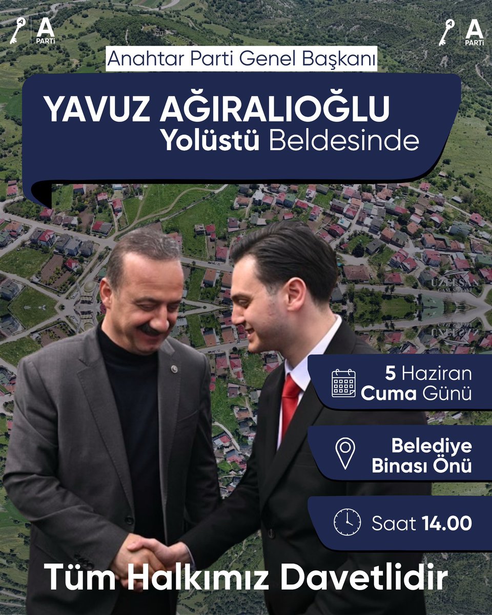 Apartitokat's tweet photo. 📍 Yolüstü Beldesi / Reşadiye - Tokat
📅 5 Haziran 2026 Cuma
🕑 Saat: 14.00

Birlik ve beraberlik içerisinde gerçekleştireceğimiz programımıza tüm halkımızı bekliyoruz. https://t.co/nvlViM7e0q