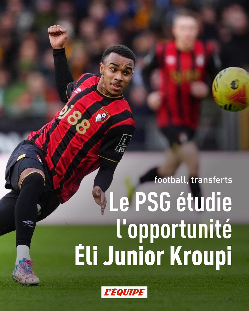 lequipe's tweet photo. En parallèle des discussions menées pour Yan Diomande, le PSG s'est positionné pour faire venir Éli Junior Kroupi 
➡️ https://t.co/DHlcqdPDJx https://t.co/ZYGBJFVIZE