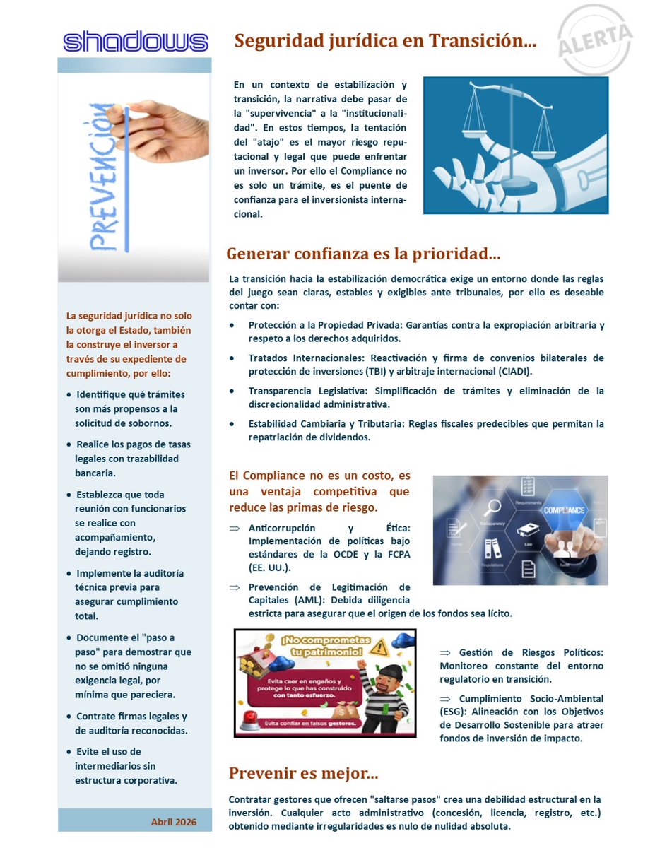 mdaodao's tweet photo. Quiero insistir en el tema, resulta importante y trascendental...

La seguridad jurídica en Venezuela es, en términos generales, baja: existe incertidumbre sobre la aplicación estable de las normas, la independencia judicial y la protección efectiva a los inversionistas. https://t.co/qI8CuF0RV8