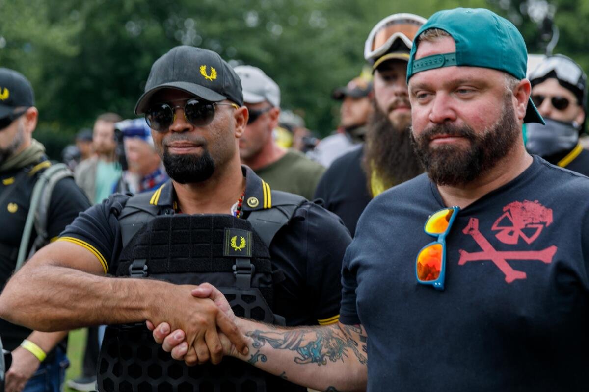 YourAnonCentral's tweet photo. Imagine if you will, a group of grown men, all wearing matching outfits, and calling themselves "boys" while trying to groom teenagers on Discord to join their "boys only" club where they worship Jeffrey Epstein's best friend; that's the Proud Boys. How is that not suspicious? https://t.co/GYy1ewYzMV
