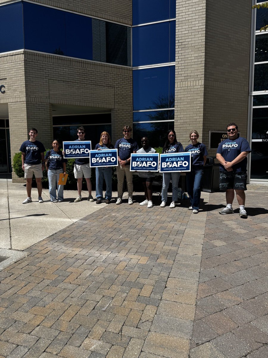 AdrianBoafoMD's tweet photo. Beautiful weekend to be out across the district with our incredible volunteers! Every conversation at the door is helping us build momentum for a new generation of leadership in Congress and a stronger future for Maryland’s 5th District. Our volunteers are the heart of this campaign, meeting voters where they are and sharing our vision for change. Just 23 days until June 23rd—let’s keep it going.