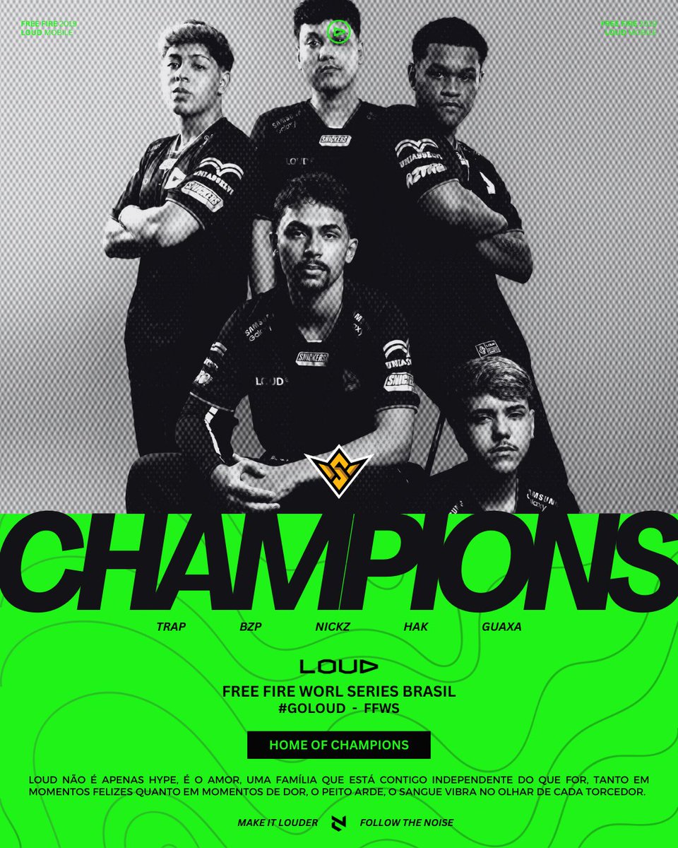 loudnationgg's tweet photo. SOMOS TRICAMPEÕES BRASILEIROS DE FREE FIRE!

A equipe esmeraldina de Trap, Guaxa, Nickz, Bzp, Hak e Coach Joker levam a LOUD para o título e para o palco internacional após longos 2 anos, contra tudo e contra todos os "pipoqueiros" se consagram.

On se verra à Paris 🇫🇷
#goLOUD https://t.co/yzjyGtTjBA