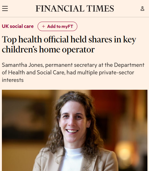 We_OwnIt's tweet photo. The top civil servant at the Health Department "worked for or held shares in 12 companies that benefited from public contracts with DHSC or related health organisations"

She was elevated to the top role by Wes Streeting

She should resign. And we must end NHS privatisation. https://t.co/cB84BM4dGq