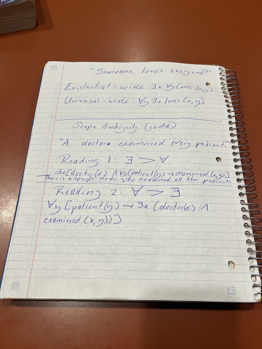 mwilliams_write's tweet photo. #semantics
#linguistics
#selfstudy
#quantifiers
Working through many examples of scope ambiguity to ingrain existential vs universal quantifier wide scope. https://t.co/AHSJDQtKUm
