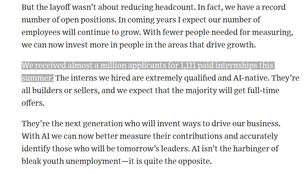 deepdivedenny's tweet photo. This was jarring from Cloudflare's CEO about laying off 20% of his company. The friction to applying for the Nth job or internship is nonexistent. We're going to need new filtering systems. https://t.co/w4EgCiMckn