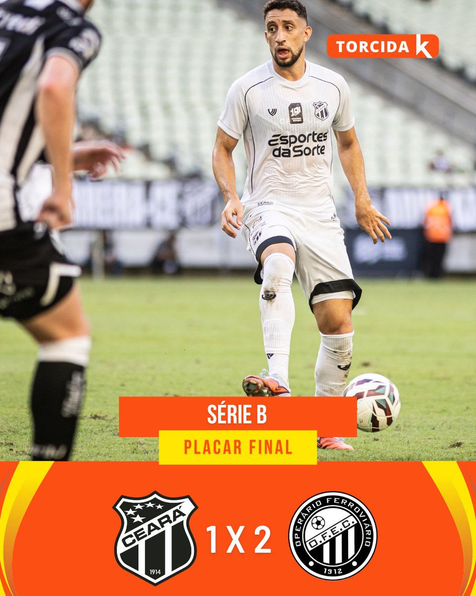 TorcidaK's tweet photo. DERROTA EM CASA | O Ceará sofreu derrota de virada diante do Operário na Série B. O alvinegro cearense saiu na frente do placar com Melk, mas tomou a virada no segundo tempo com gols de Boschilia e Gabriel.
#cearasc #vozao #torcidak https://t.co/6DtyImQRsA